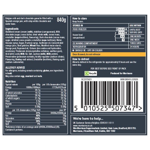 Morrisons Signature Chocolate Orange Star 840g
