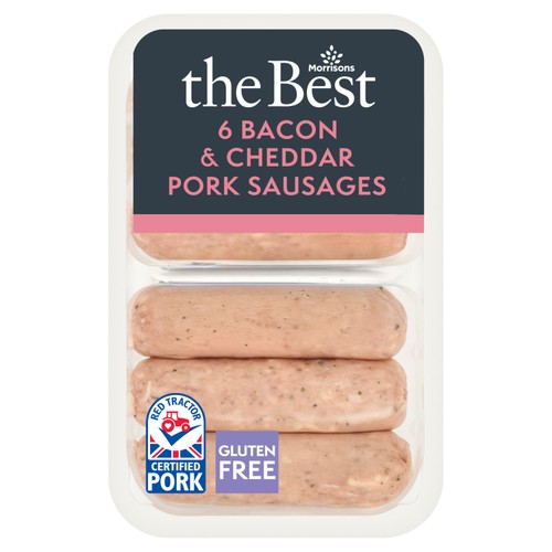 Morrisons the best 6 bacon cheddar pork sausages 400g
