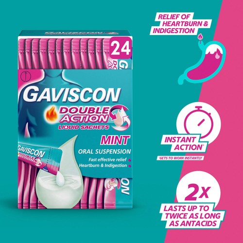 Gaviscon Double Action Mint Liquid Sachets 24 Pack