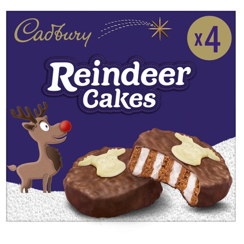 Cadbury Christmas Chocolate Reindeer Cakes Multipack Snack 4pk