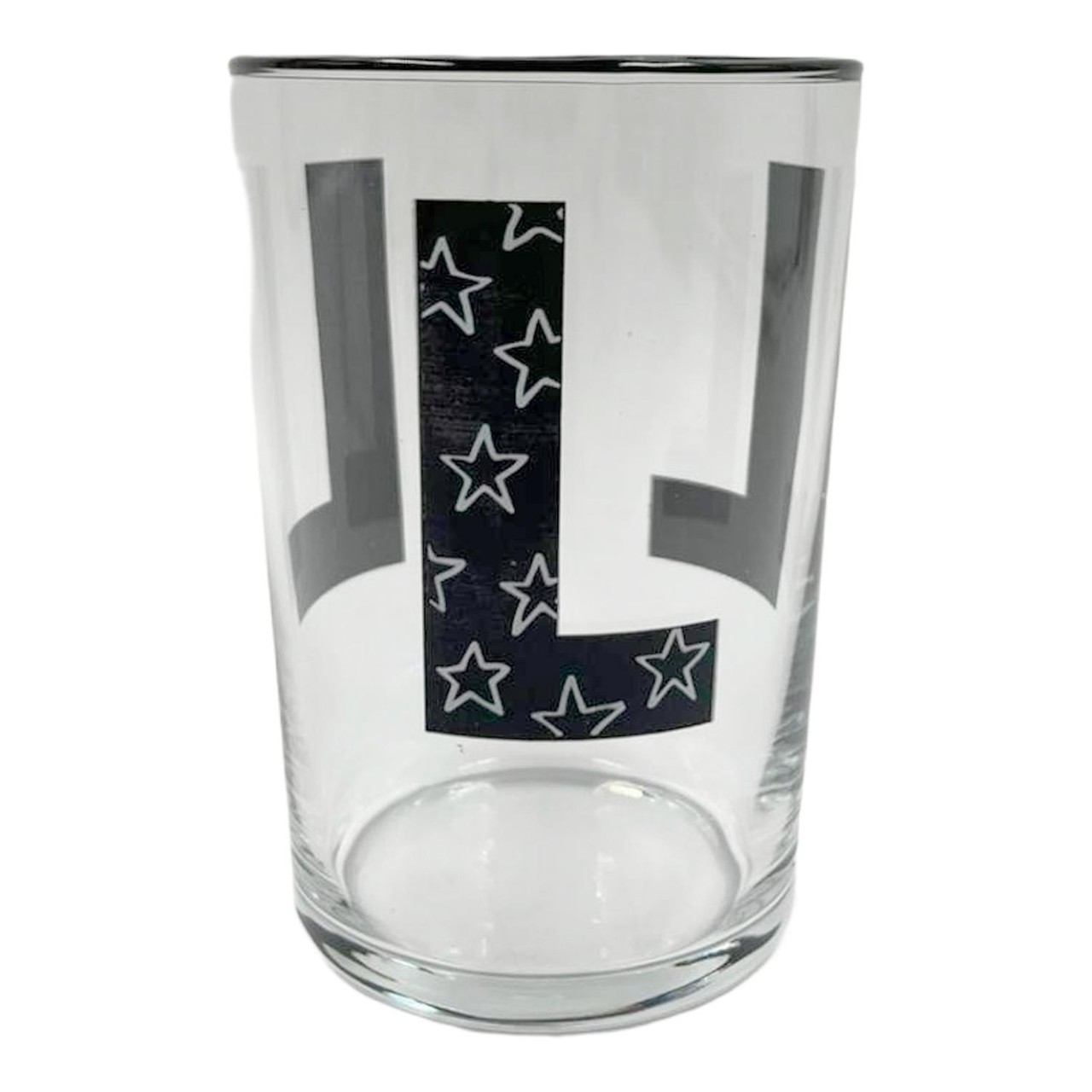 Nutmeg Home Alphabet Glass L And Black Rim 510ml