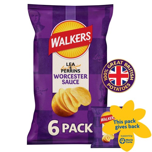 Walkers Worcester Sauce Crisps With Lea And Perrins 6x25g