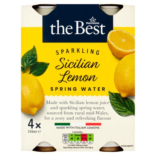 Morrisons The Best Sparkling Sicilian Lemon Spring Water 4 x 330ml