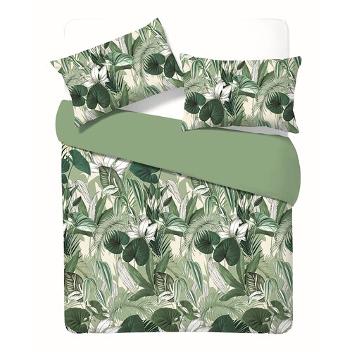 Nutmeg Home  Easy Care Tropical Leaf Duvet Set Double