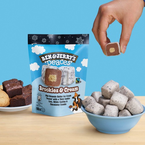 Ben & Jerry's Brookies & Cream Peaces Ice Cream Frozen Snack 10 pieces