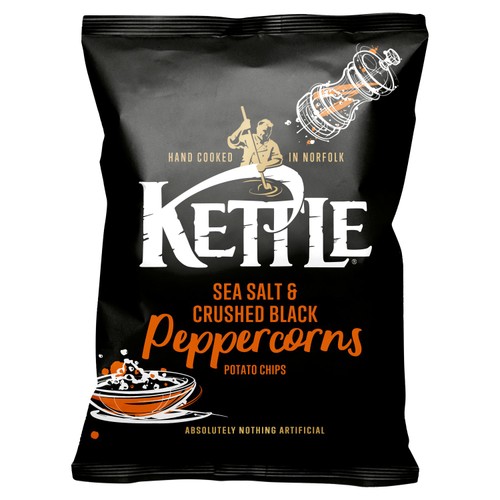Kettle Chips Sea Salt & Crushed Black Peppercorns Sharing Crisps 