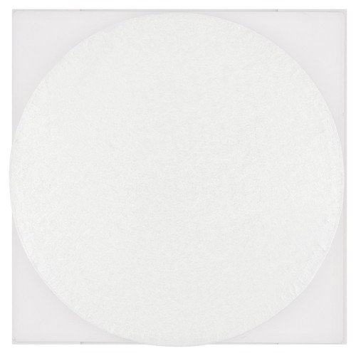 Morrisons round 10" cake drum, 12mm thick. With a white square 12" box
