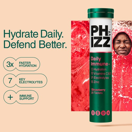 Phizz Daily 3In1 Immune Effervescent Strawberry 20 Pack