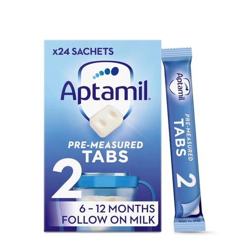 Aptamil Pre-Measured Tabs 2 Follow On Milk 6-12 Months 24 Sachets