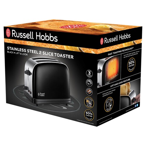 Russell Hobbs Stainless Steel 2 Slice Toaster Black