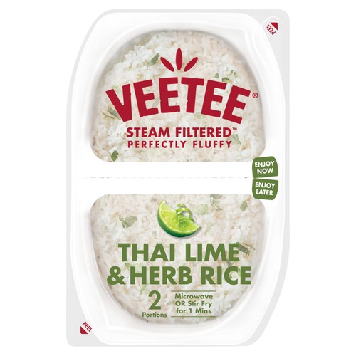 Veetee Perfectly Fragrant Steam Filtered Thai Lime & Herb Rice   2 x 125g