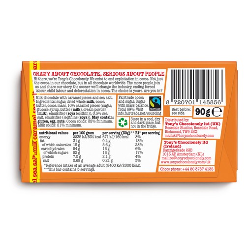 Tony's Chocolonely Milk Caramel Sea Salt 