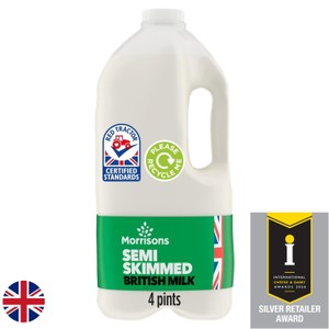 Morrisons Morrisons British Semi Skimmed Milk 4 Pint