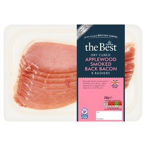Morrisons The Best Applewood Smoked Dry Cured Air Dried Back Bacon 240g