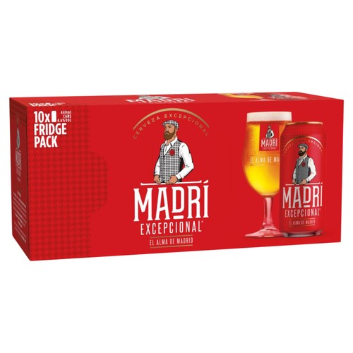 Madri Excepcional Lager Beer Cans 10x440ml