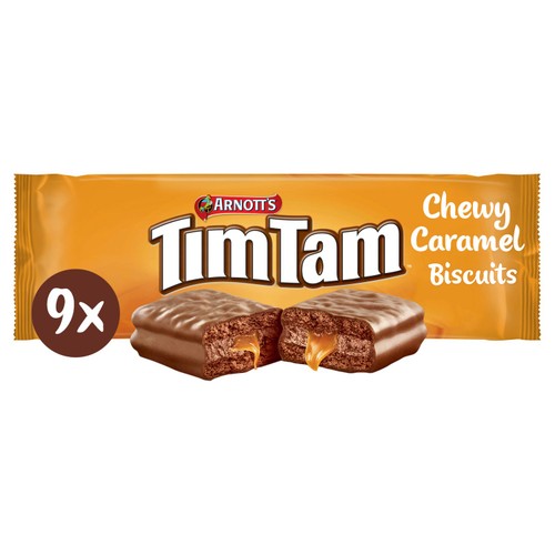 Arnotts Tim Tam Chewy Caramel Milk Chocolatey Biscuits  9 Pack