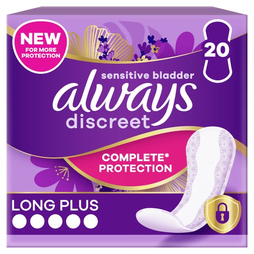 Always Discreet Incontinence Liners Long For Sensitive Bladder 20 pack