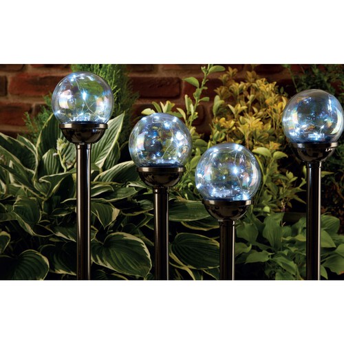 Nutmeg Set Of Iridescent Solar Globe Stake Lights