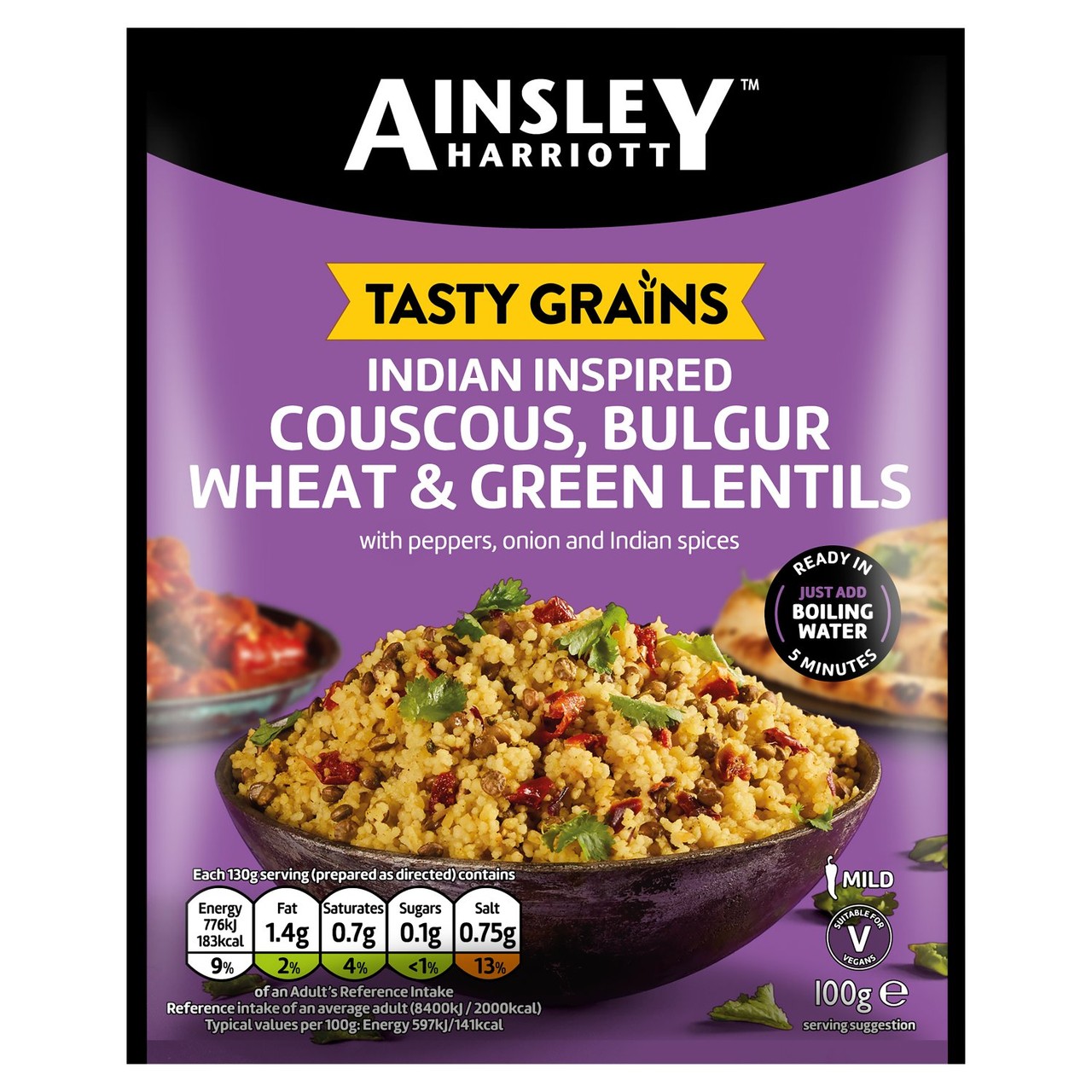 Ainsley Harriott Tasty Grains Indian Couscous Bulgur & Lentils 100g