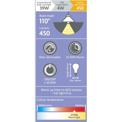 Morrisons LED R50 39W 450 Lumens 4W Ses Light bulb