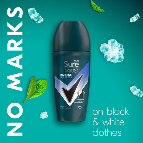 Sure Men Anti-perspirant Deodorant Roll On Non stop Invisible Ice 50ml