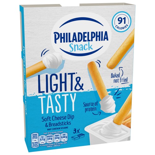 Philadelphia Snack Soft Cheese Dip & Breadsticks 3 Pack Multipack
