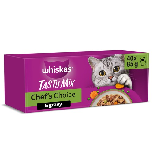 Whiskas 1+ Chef's Choice Mix Adult Wet Cat Food Pouches in Gravy