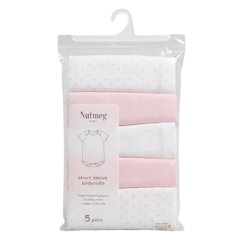 Nutmeg 6-9 Months Baby Pink Short Sleeve Bodysuits  