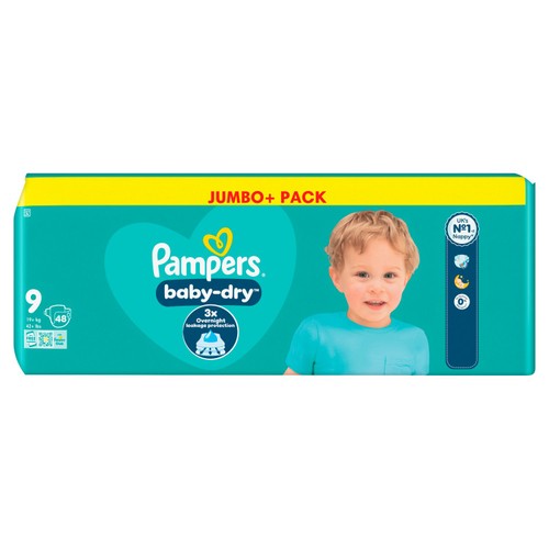 Pampers Baby-Dry Size 9 48 Nappies 19kg+ Jumbo Pack