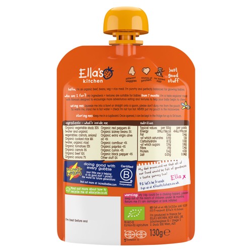 Ella's Kitchen Organic Chilli Con Carne Baby Food Pouch 7+ Months