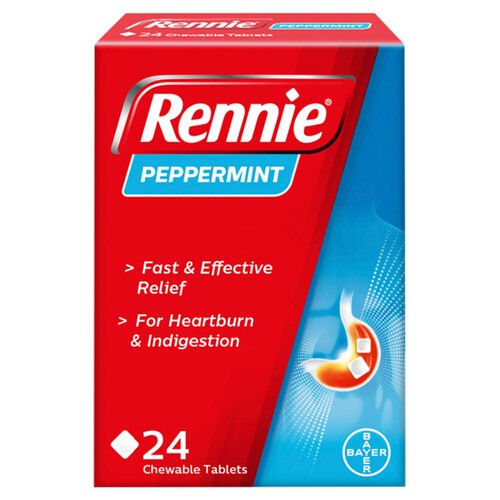 Rennie Peppermint Heartburn & Indigestion Chewable Tablets