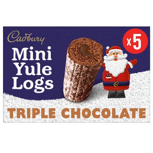 Cadbury Christmas Triple Chocolate Mini Yule Logs Cakes Multipack Snack 5pk