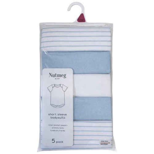 Nutmeg 3-6 Months Baby Blue Short Sleeve Bodysuits 