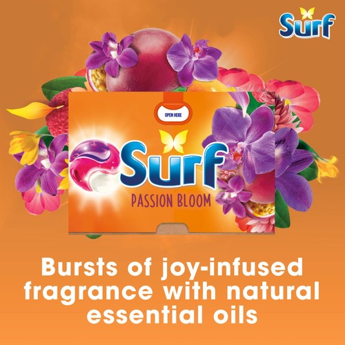 Surf 3 in 1 Laundry Washing Detergent Capsules Passion Bloom 26 Washes