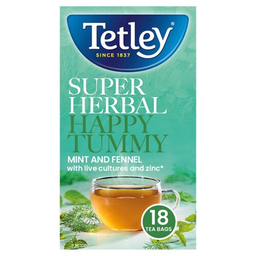 Tetley Super Herbal Digestion Mint & Fennel 18 Per Pack