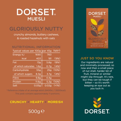 Dorset Gloriously Nutty Muesli Breakfast Cereal 500g