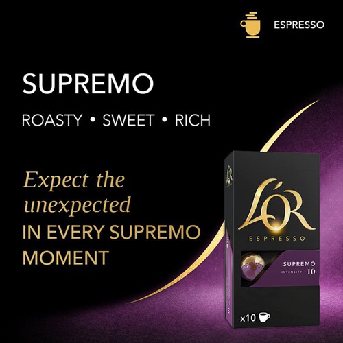 L'OR Espresso Supremo Coffee Pods x10 Intensity 10