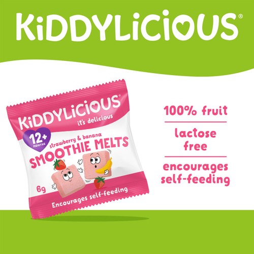 Kiddylicious Strawberry & Banana Smoothie Melts Baby Snacks