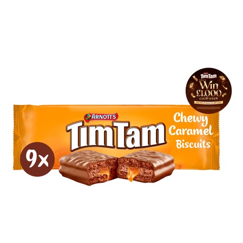 Arnotts Tim Tam Chewy Caramel Milk Chocolatey Biscuits  9 Pack