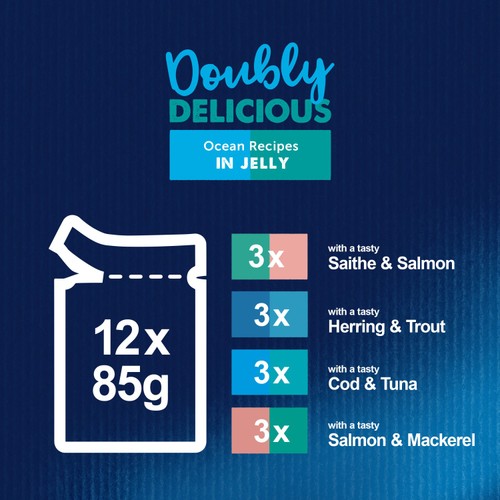 FELIX Doubly Delicious Ocean Recipes In Jelly Wet Cat Food 12x85g