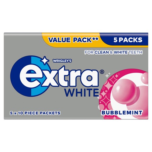 Extra wrigley s extra white bubblemint sugar free chewing gum