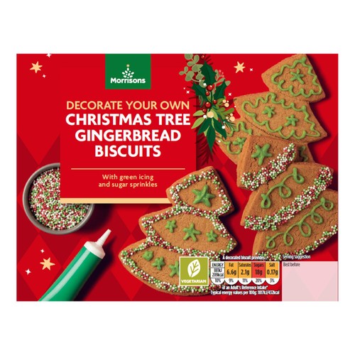 Morrisons Decorate Your Own Christmas Tree Gingerbread Biscuits  Kit 4 Pack