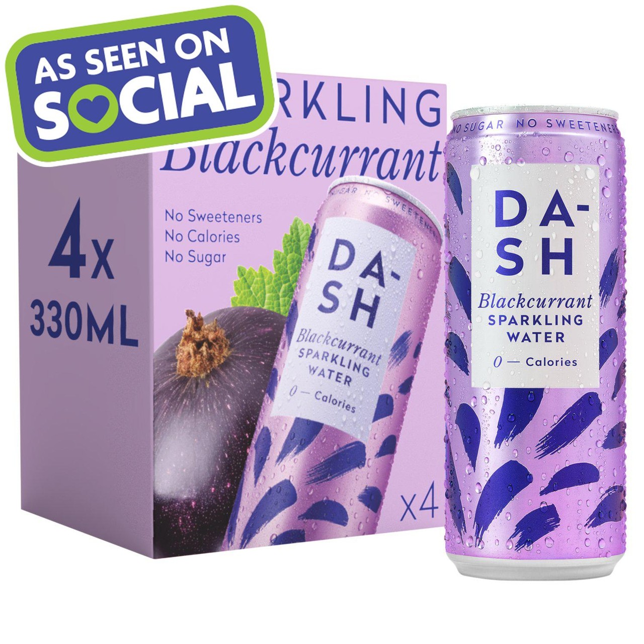 Dash Blackcurrant Sparkling Water 4x330ml