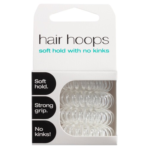 Glow Hair Hoops Clear 4 Pack