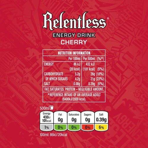 Relentless Cherry Energy Drink 