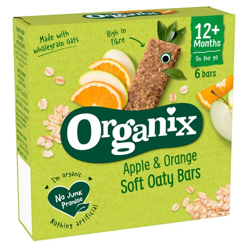 Organix Apple & Orange Oaty Bars Organic Toddler Snacks Multipack 6x23g