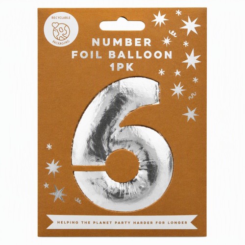 Mad Party Number. 6 Silver Foil Balloon