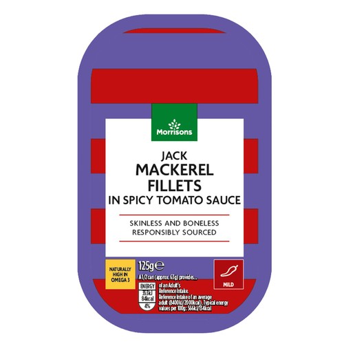 Morrisons Jack Mackerel Fillets In Spicy Tomato Sauce 125g