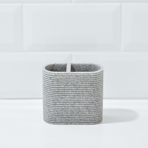 Morrisons Grey Ribbed Double Toothbrush Holder