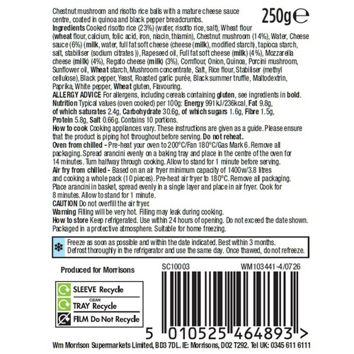 Morrisons The Best Truffle And Mushroom Arancini 250g